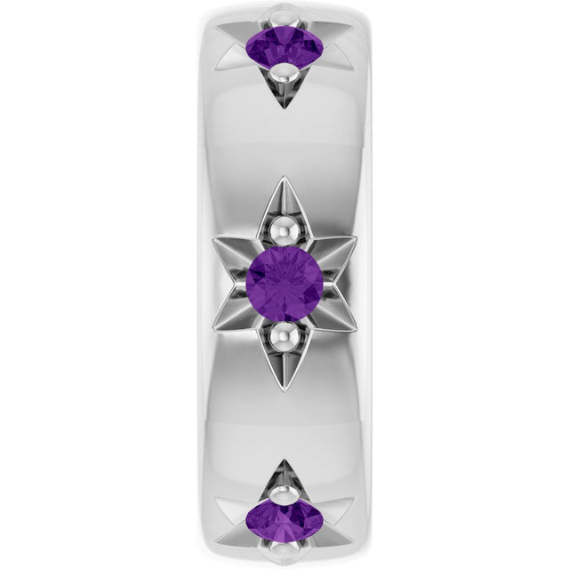 Sterling Silver Natural Amethyst Stackable Family Space Charm/Pendant