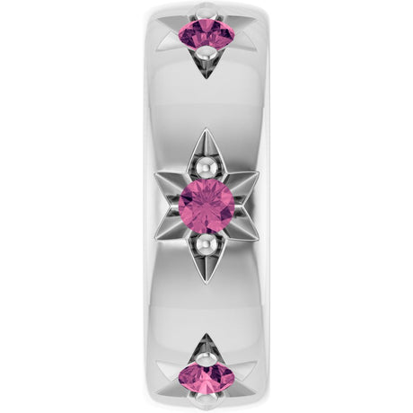 Sterling Silver Natural Pink Tourmaline Stackable Family Space Charm/Pendant