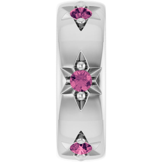Sterling Silver Natural Pink Tourmaline Stackable Family Space Charm/Pendant