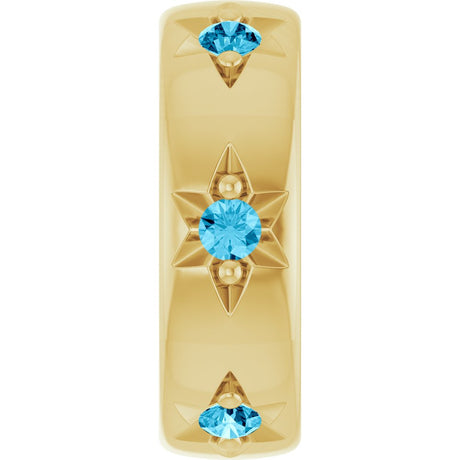 14K Yellow Gold Natural Aquamarine Stackable Family Charm/Pendant