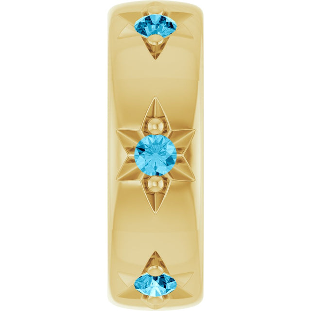 14K Yellow Gold Natural Aquamarine Stackable Family Charm/Pendant
