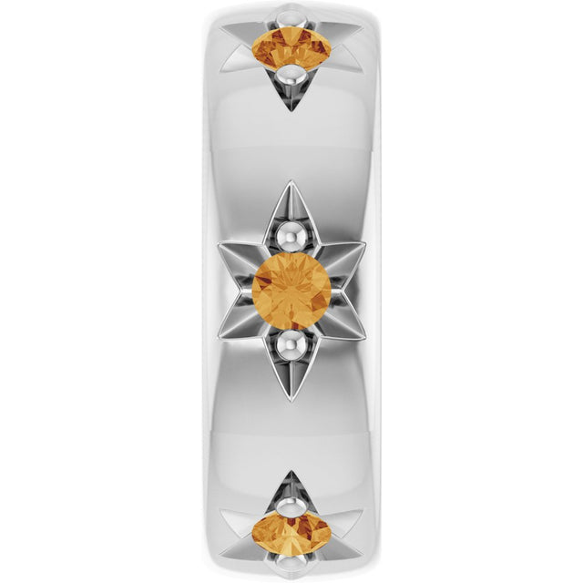 Sterling Silver Natural Citrine Stackable Family Space Charm/Pendant