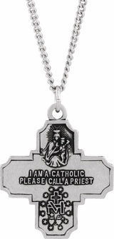 Sterling Silver 30x29 mm Four-Way Cross Medal 24" Necklace