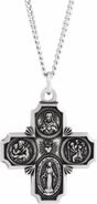 Sterling Silver 30x29 mm Four-Way Cross Medal 24" Necklace