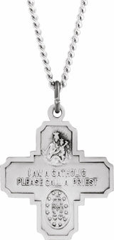 Sterling Silver 25x24 mm Four-Way Cross Medal 24" Necklace