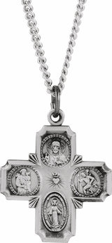 Sterling Silver 25x24 mm Four-Way Cross Medal 24" Necklace