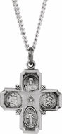 Sterling Silver 25x24 mm Four-Way Cross Medal 24" Necklace
