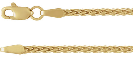 18K Yellow Gold 1.9 mm Wheat 18" Chain