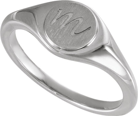 Sterling Silver 7 mm Round Signet Ring