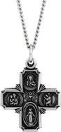 Sterling Silver 19x17.7 mm Four-Way Cross Medal 18" Necklace