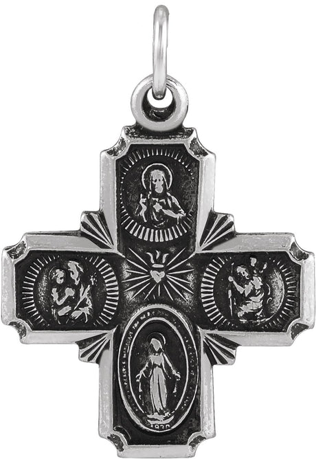 Sterling Silver 18x18 mm Four-Way Cross Medal  