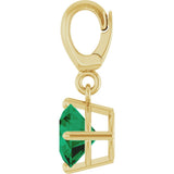 18K Yellow Gold-Plated Sterling Silver Lab-Grown Emerald Charm/Pendant