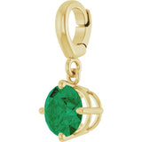 18K Yellow Gold-Plated Sterling Silver Lab-Grown Emerald Charm/Pendant