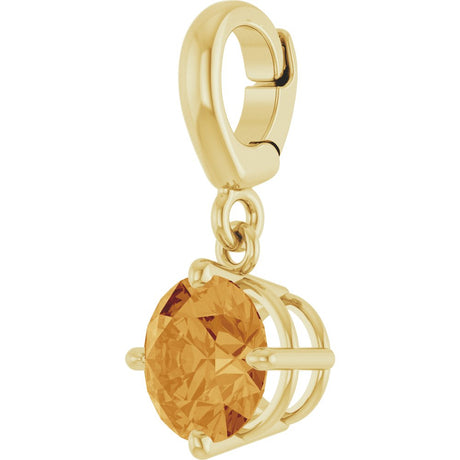 18K Yellow Gold-Plated Sterling Silver Natural Citrine Charm/Pendant