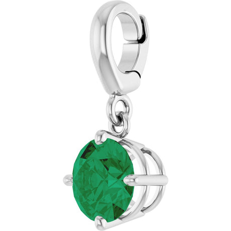 Sterling Silver Lab-Grown Emerald Charm/Pendant