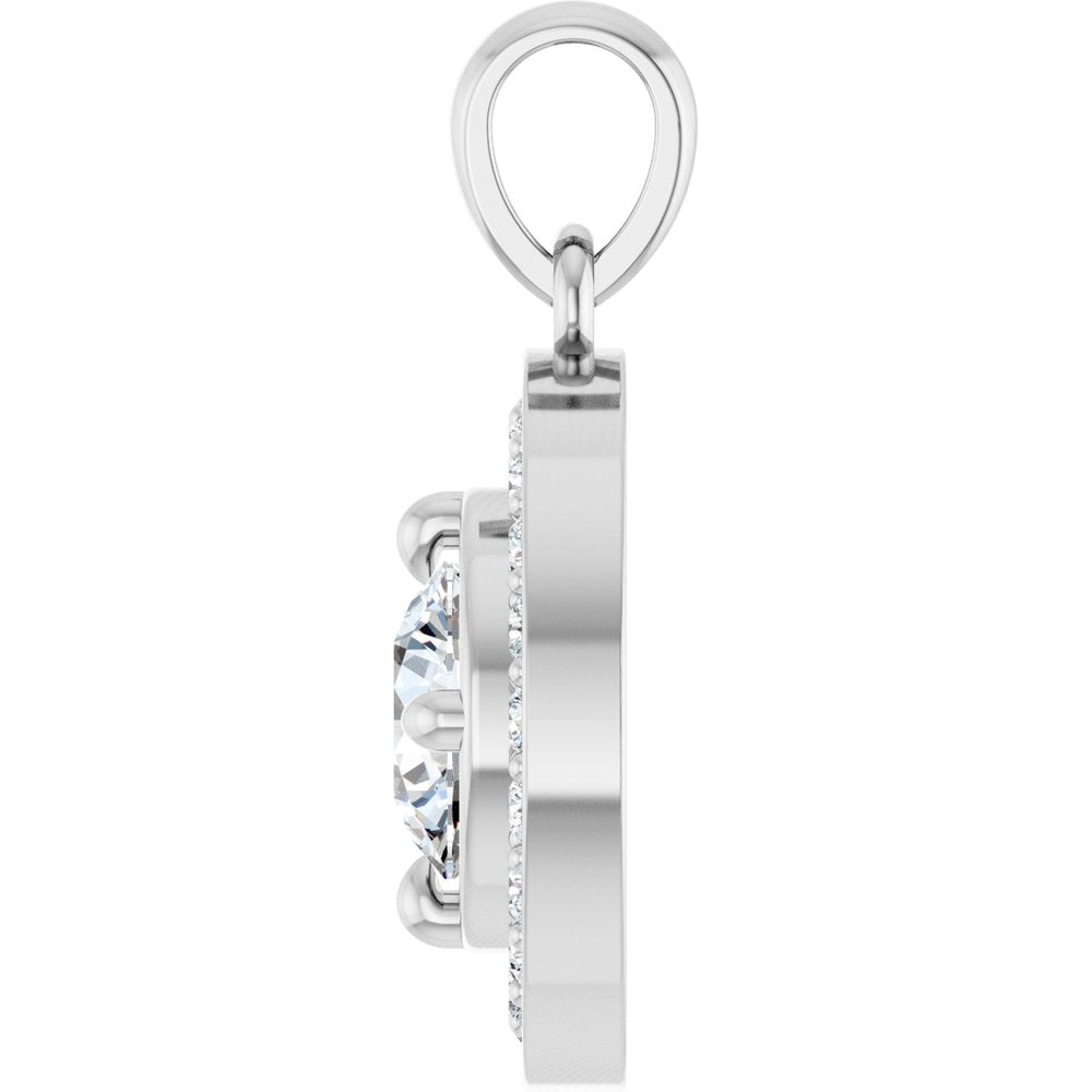 14K White Gold 5/8 CTW Lab-Grown Diamond Halo-Style Charm/Pendant