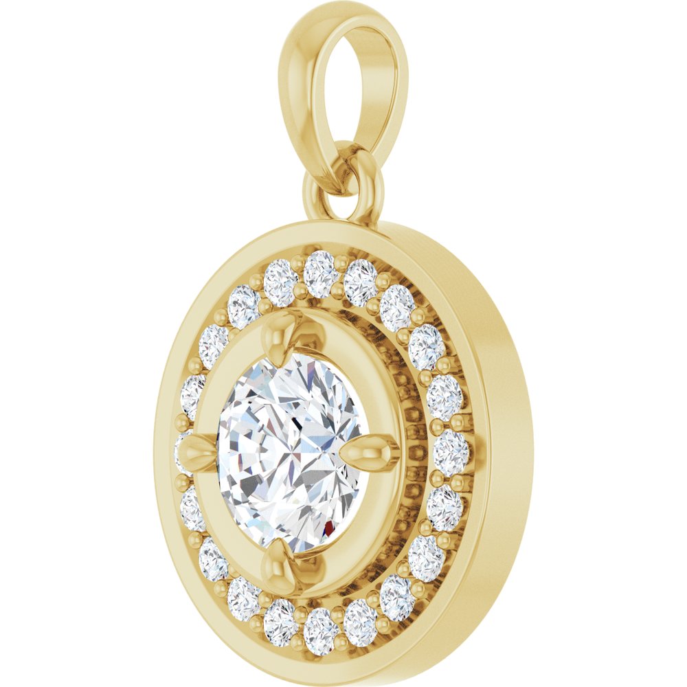 14K Yellow Gold 5/8 CTW Natural Diamond Halo-Style Charm/Pendant