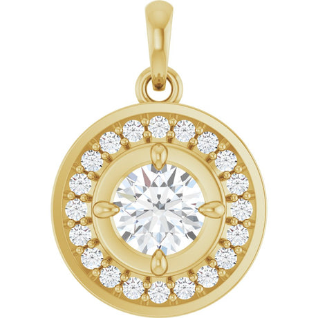 14K Yellow Gold 5/8 CTW Lab-Grown Diamond Halo-Style Charm/Pendant