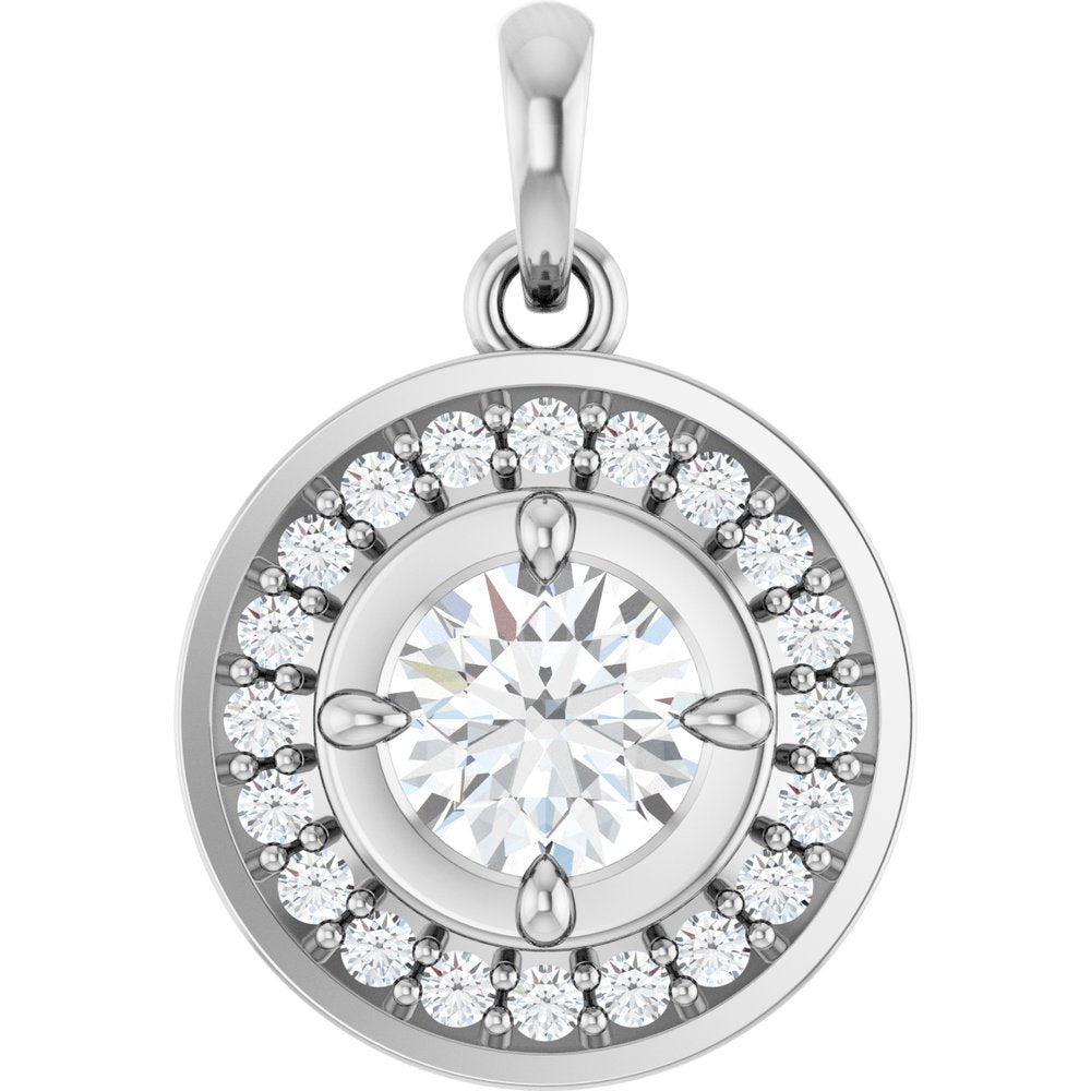14K White Gold 5/8 CTW Lab-Grown Diamond Halo-Style Charm/Pendant