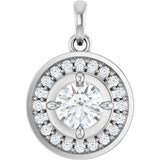 14K White Gold 5/8 CTW Lab-Grown Diamond Halo-Style Charm/Pendant
