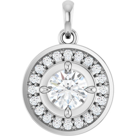 14K White Gold 5/8 CTW Lab-Grown Diamond Halo-Style Charm/Pendant