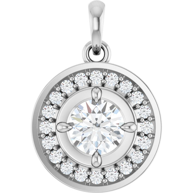 14K White Gold 5/8 CTW Lab-Grown Diamond Halo-Style Charm/Pendant