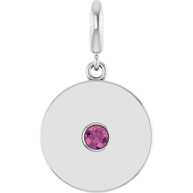 Sterling Silver Natural Pink Tourmaline Charm/Pendant