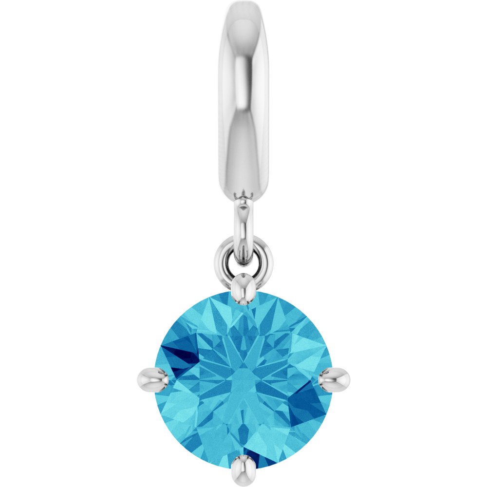Sterling Silver Natural Blue Zircon Charm/Pendant