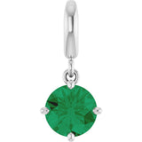 Sterling Silver Lab-Grown Emerald Charm/Pendant