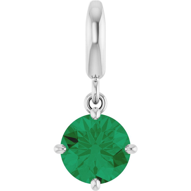 Sterling Silver Lab-Grown Emerald Charm/Pendant