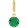 18K Yellow Gold-Plated Sterling Silver Lab-Grown Emerald Charm/Pendant
