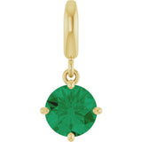 18K Yellow Gold-Plated Sterling Silver Lab-Grown Emerald Charm/Pendant