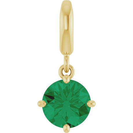 18K Yellow Gold-Plated Sterling Silver Lab-Grown Emerald Charm/Pendant