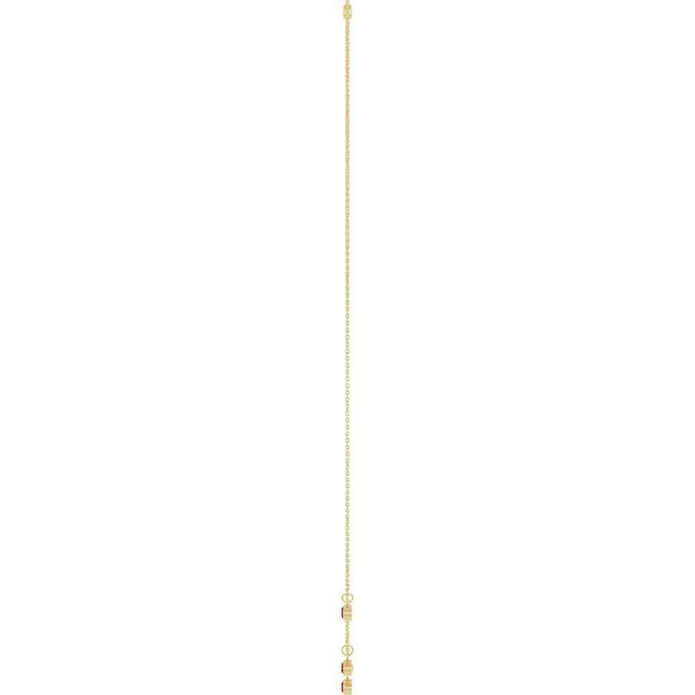 14K Yellow Gold Lab-Grown Ruby 5-Stone Station 16-18" Necklace