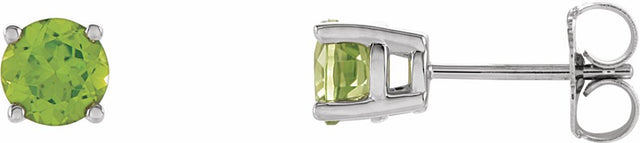 14K White Gold 5 mm Natural Peridot Earrings