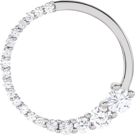 14K White Gold 1/2 CTW Natural Diamond Journey Circle Pendant