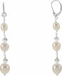 Sterling Silver Cultured White Freshwater Pearl & Imitation Cubic Zirconia Earrings