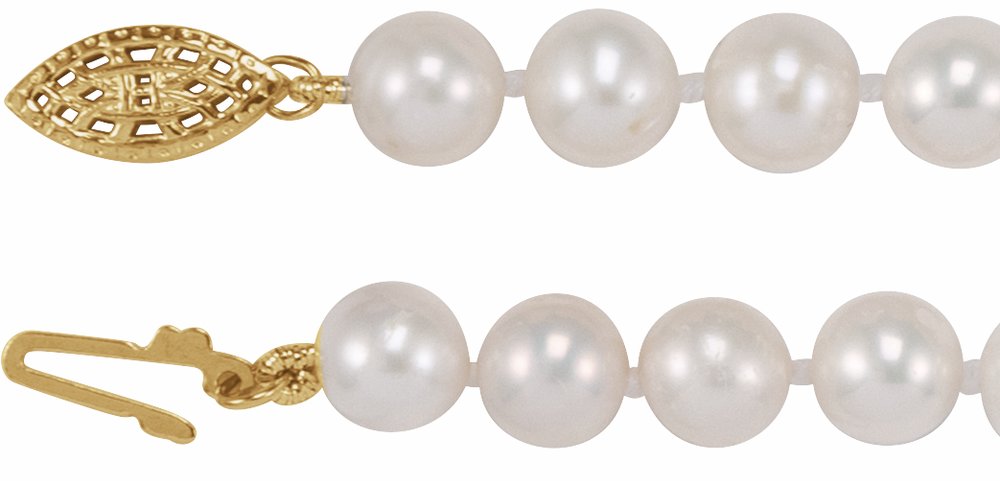 14K Yellow Gold-Filled Cultured White Freshwater Pearl 18" Necklace