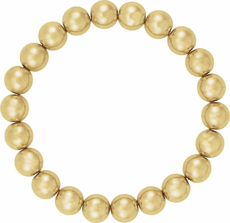 14K Yellow Gold-Filled 8 mm Elastic Bead 6 1/2" Bracelet
