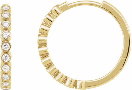 14K Yellow Gold 1/4 CTW Lab-Grown Diamond Hinged Hoop Earrings