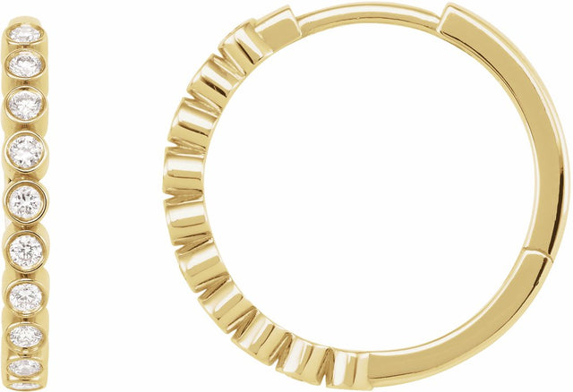 14K Yellow Gold 1/4 CTW Lab-Grown Diamond Hinged Hoop Earrings