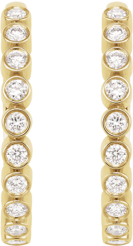14K Yellow Gold 1/4 CTW Lab-Grown Diamond Hinged Hoop Earrings
