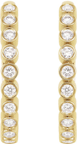 14K Yellow Gold 1/4 CTW Lab-Grown Diamond Hinged Hoop Earrings