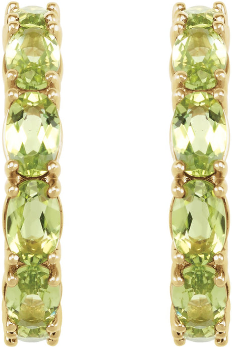 14K Yellow Gold Natural Peridot 18.2 mm Hoop Earrings