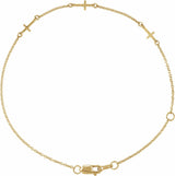 14K Yellow Gold Cross Station 6 1/2-7 1/2" Bracelet
