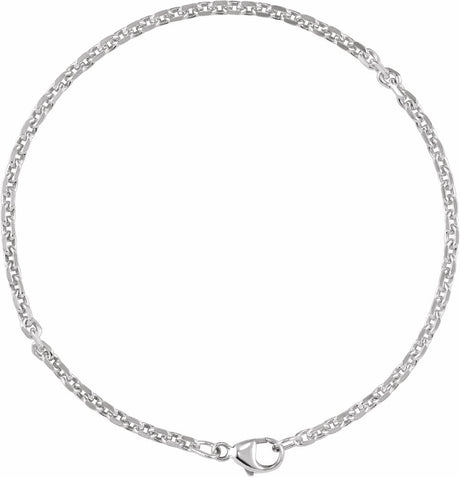 Sterling Silver 2.44 mm Diamond-Cut Cable 7" Chain