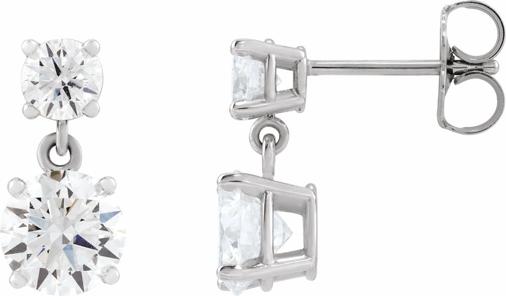 14K White Gold 2 1/2 CTW Lab-Grown Diamond Two-Stone Earrings