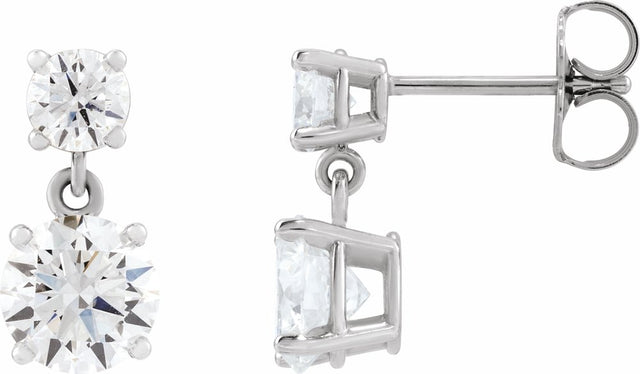 14K White Gold 2 1/2 CTW Lab-Grown Diamond Two-Stone Earrings
