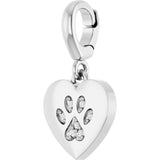 Sterling Silver .02 CTW Lab-Grown Diamond Paw Print Heart Charm/Pendant