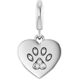 Sterling Silver .02 CTW Lab-Grown Diamond Paw Print Heart Charm/Pendant